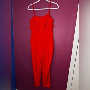 Forever 21 red jumpsuit with ruffles - perfect for a night out